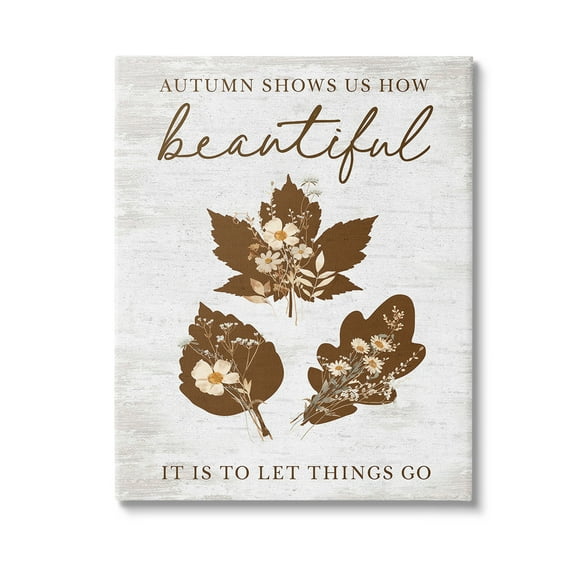 Stupell Industries Autumnal Beauty Phrase Botanical & Floral Painting Gallery Wrapped Canvas Art Print Wall Art, 16 x 20