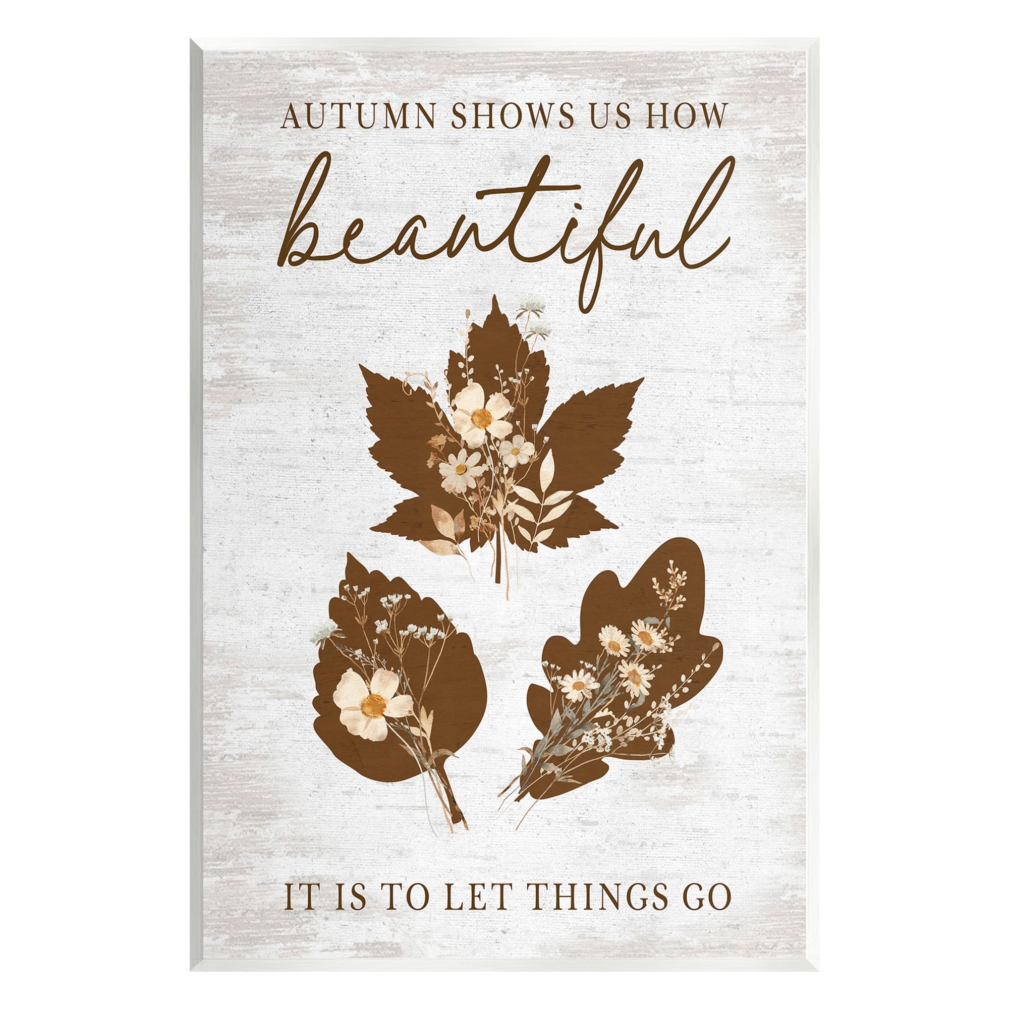Stupell Industries Autumnal Beauty Phrase Botanical & Floral Painting Unframed Art Print Wall Art, 13 x 19