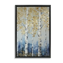 Stupell Industries Autumnal Birch Forest Landscape Painting Black Floater Framed Art Print Wall Art, 17 x 25