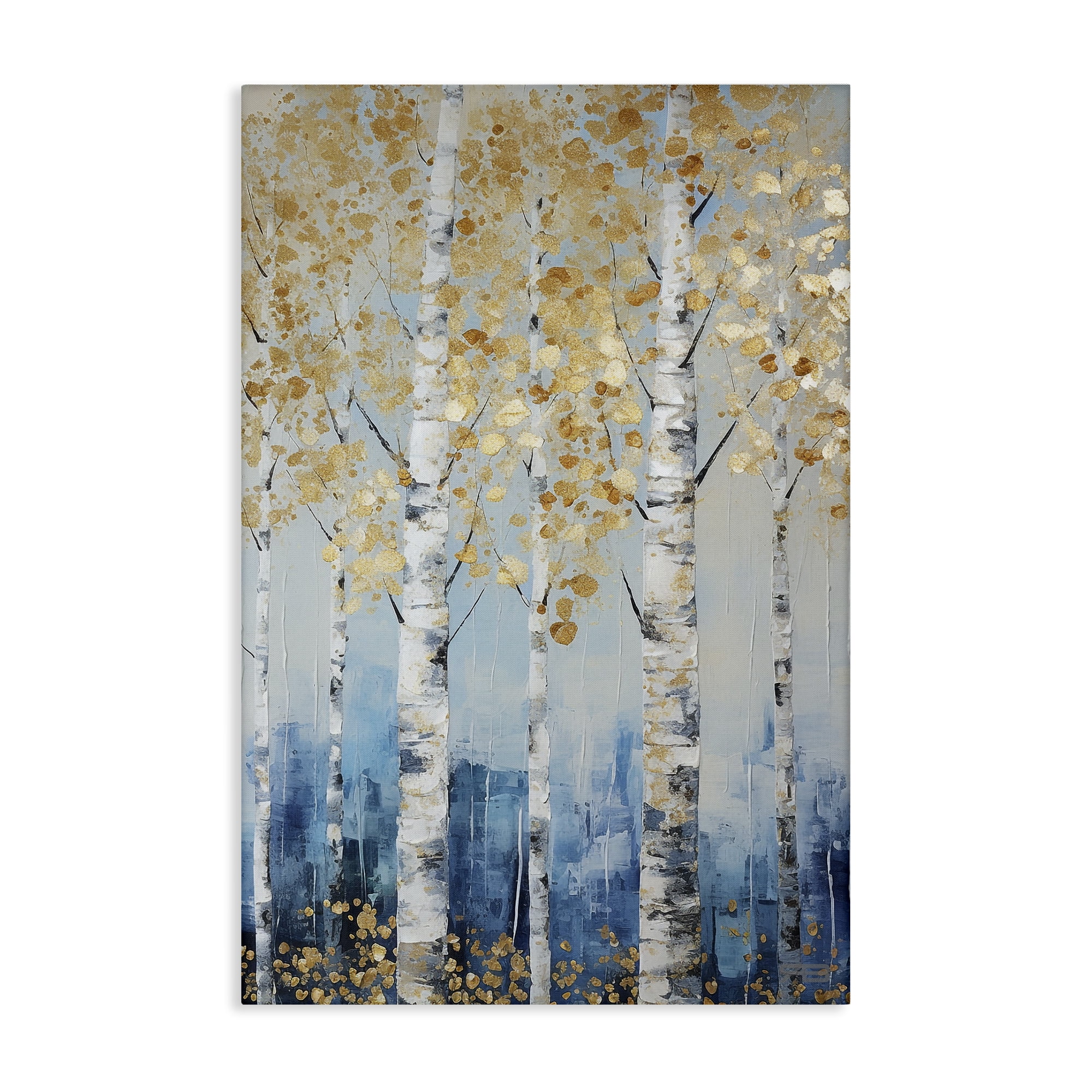 Stupell Industries Autumnal Birch Forest Landscape Painting Gallery Wrapped Canvas Art Print Wall Art, 24 x 36