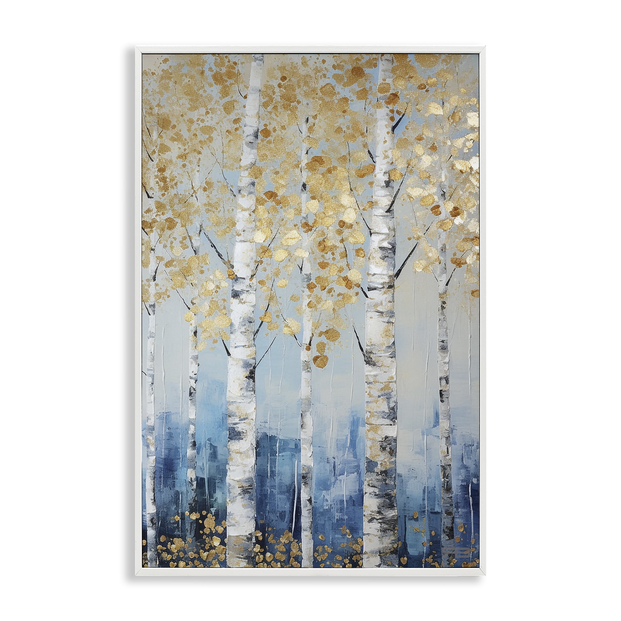 Stupell Industries Autumnal Birch Forest Landscape Painting White Framed Art Print Wall Art, 12 x 18