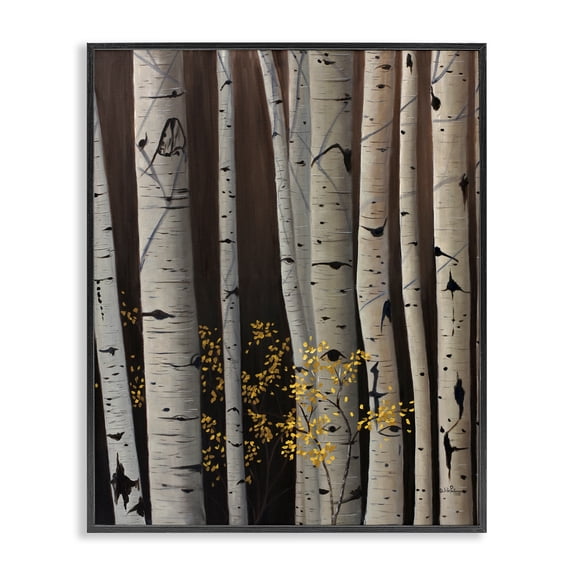 Stupell Industries Autumnal Birch Tree Trunks Black Framed Giclee Art design by Julie Peterson, 14 x 11