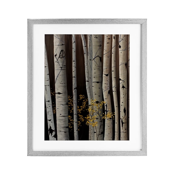 Stupell Industries Autumnal Birch Tree Trunks Gray Framed Print Under Glass design by Julie Peterson, 16 x 13