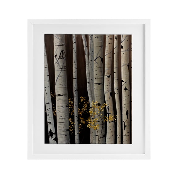 Stupell Industries Autumnal Birch Tree Trunks White Framed Print Under Glass design by Julie Peterson, 21 x 17