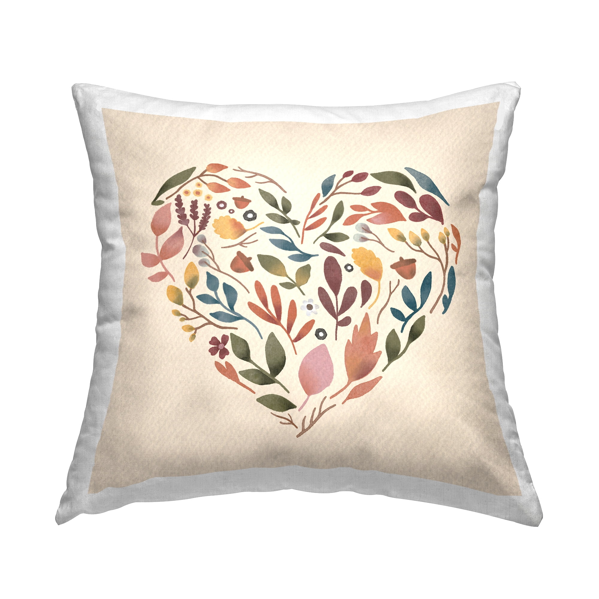 Stupell Industries Autumnal Botanicals Heart Shape Casual Design Design by Laura Konyndyk Throw Pillow