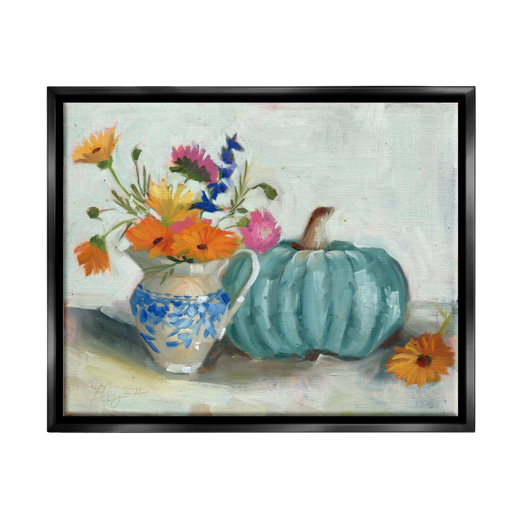 Stupell Industries Autumnal Botanicals Still Life Botanical & Floral Painting Black Floater Framed Canvas Art Print Wall Art, 31 x 25