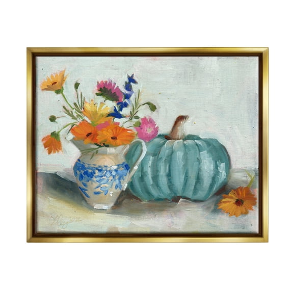 Stupell Industries Autumnal Botanicals Still Life Botanical & Floral Painting Gold Floater Framed Canvas Art Print Wall Art, 31 x 25