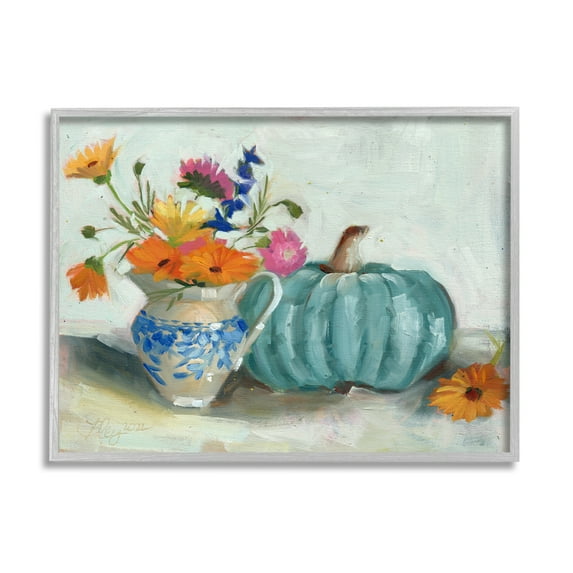 Stupell Industries Autumnal Botanicals Still Life Botanical & Floral Painting Gray Framed Art Print Wall Art, 20 x 16