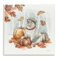 Stupell Industries Autumnal Bulldog Scene Holiday Painting Unframed Art Prints Wall Art, 12 x 12