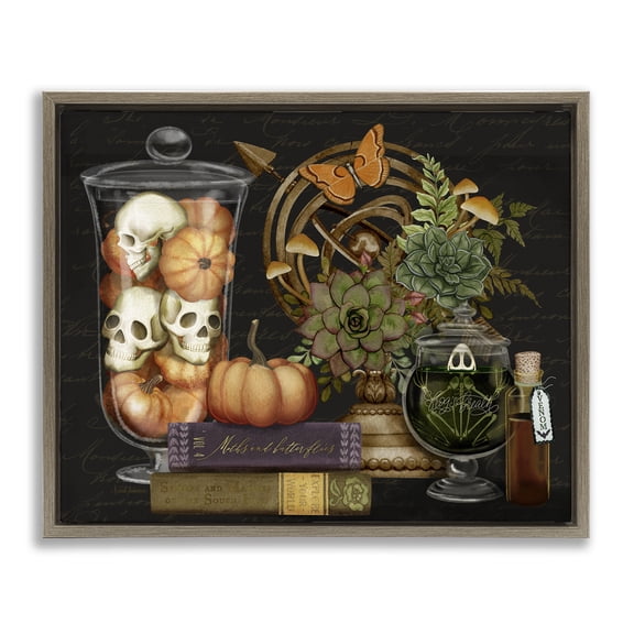 Stupell Industries Autumnal Dark Academia Brown Framed Floater Canvas Wall Art design by Nicole Tamarin, 25 x 31
