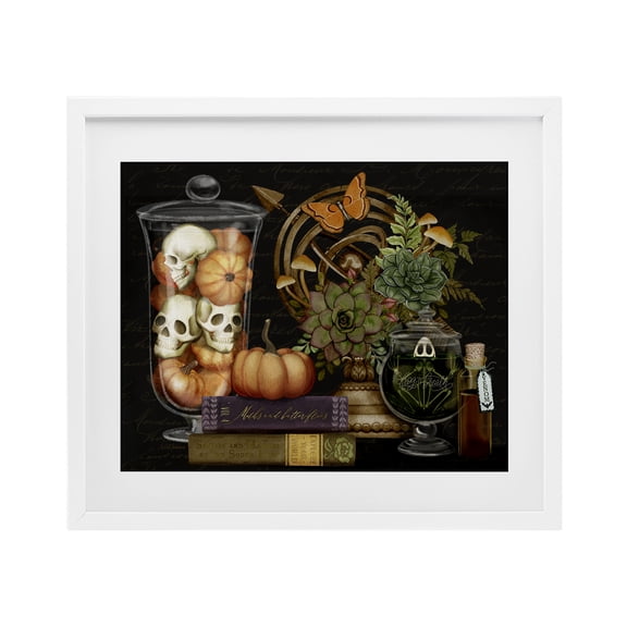 Stupell Industries Autumnal Dark Academia White Framed Print Under Glass design by Nicole Tamarin, 13 x 16