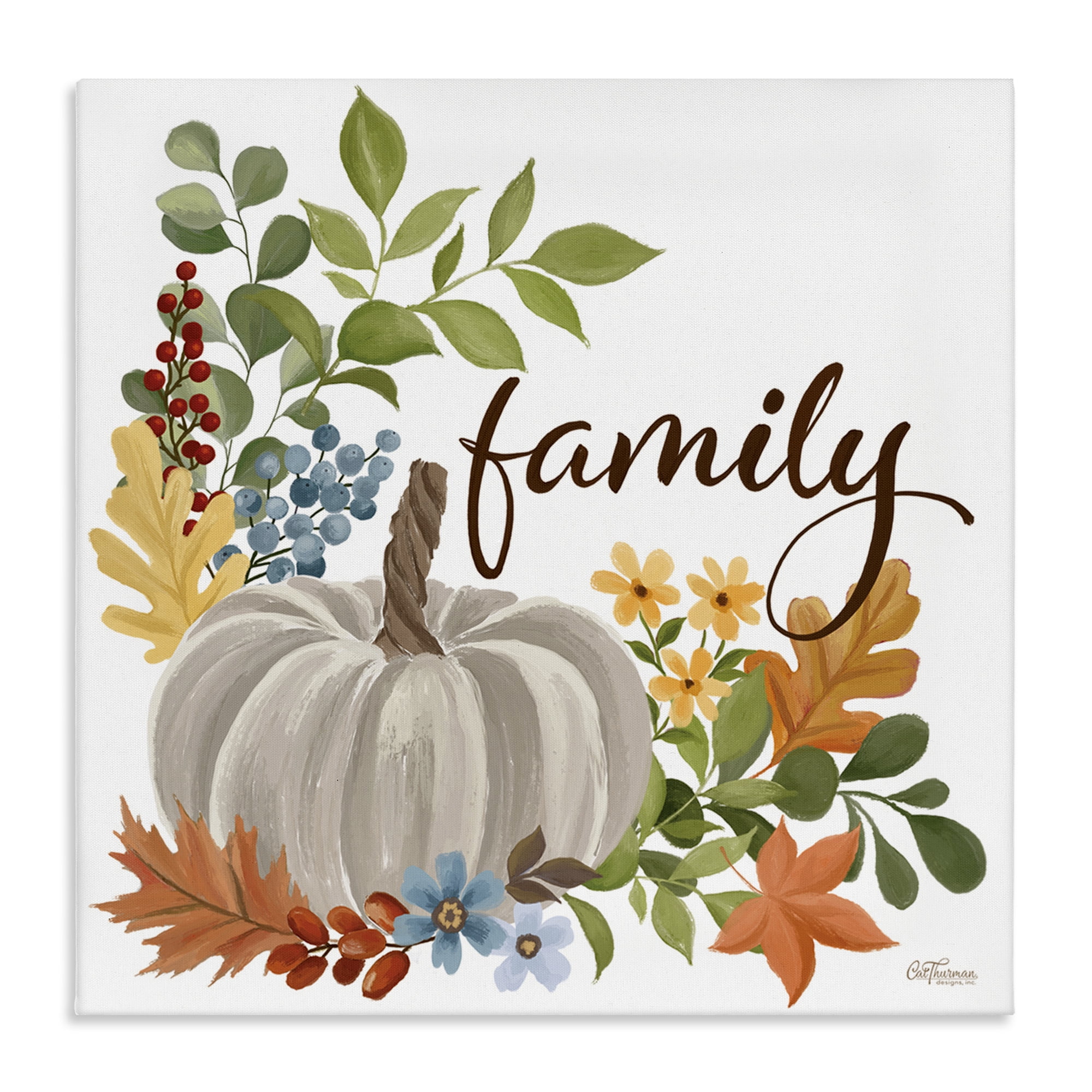 Stupell Industries Autumnal Family Pumpkin Holiday Painting Gallery Wrapped Canvas Art Print Wall Art, 36 x 36