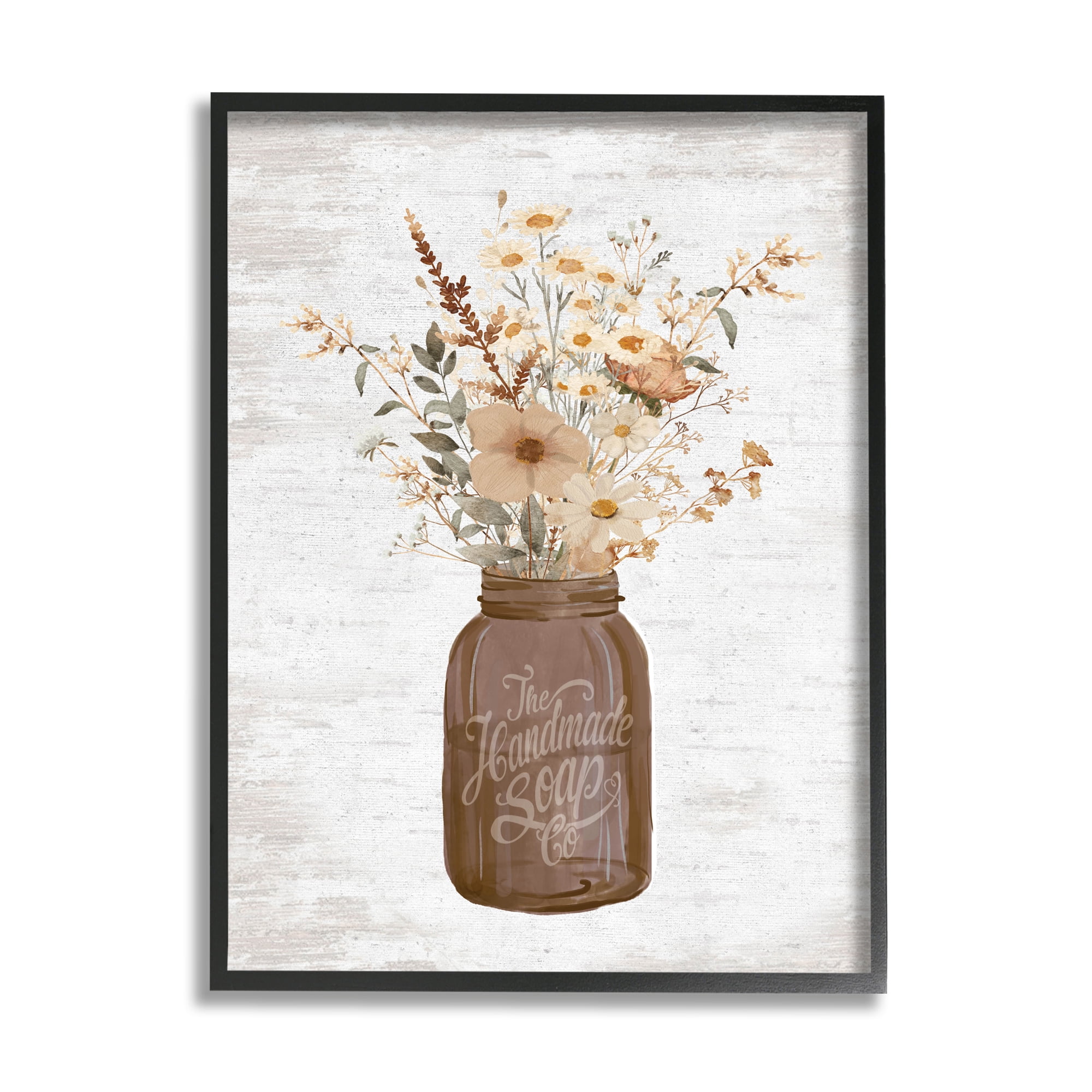 Stupell Industries Autumnal Flower Arrangement Holiday Painting Black Framed Art Print Wall Art, 24 x 30
