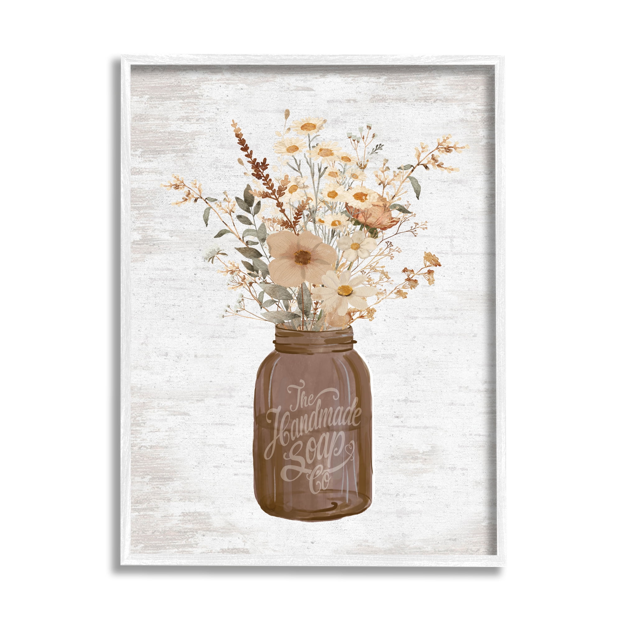 Stupell Industries Autumnal Flower Arrangement Holiday Painting White Framed Art Print Wall Art, 11 x 14