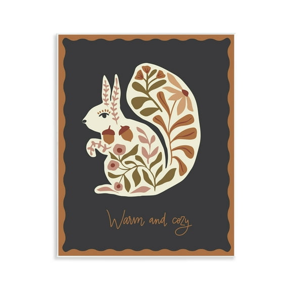 Stupell Industries Autumnal Folk Squirrel Animals Painting Unframed Art Print Wall Art, 11 x 14