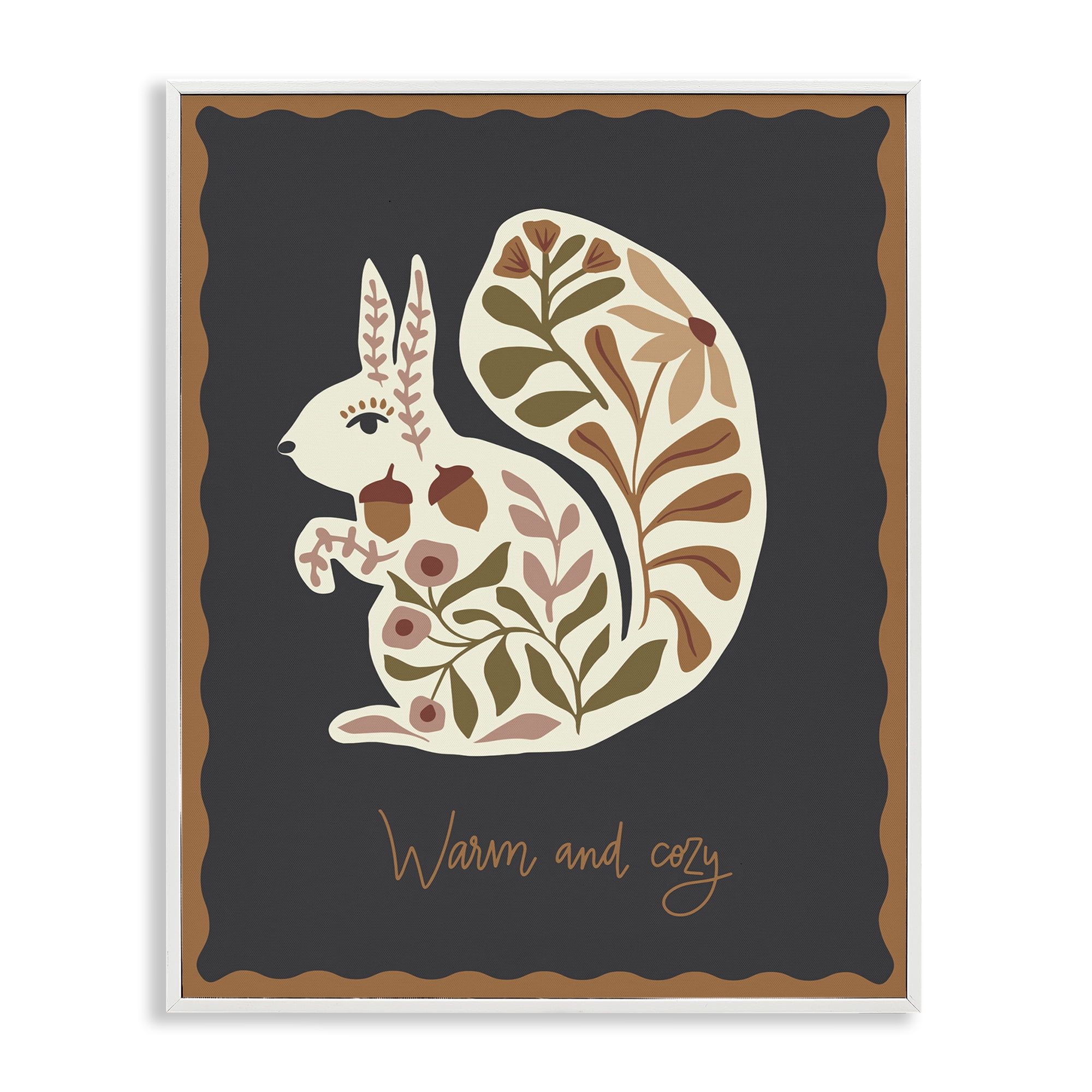 Stupell Industries Autumnal Folk Squirrel Animals Painting White Framed Art Print Wall Art, 24 x 30