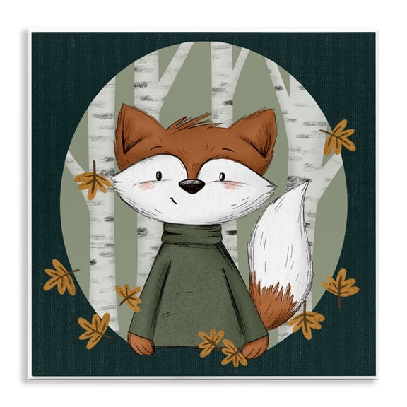 Stupell Industries Autumnal Fox & Birch Trees Animals Painting Unframed Art Print Wall Art, 12 x 12
