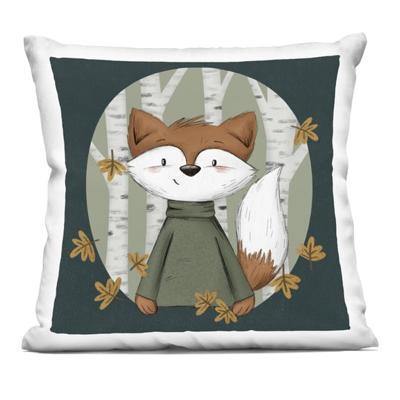 Stupell Industries Autumnal Fox & Birch Trees Design by Sarah Hickman Throw Pillow