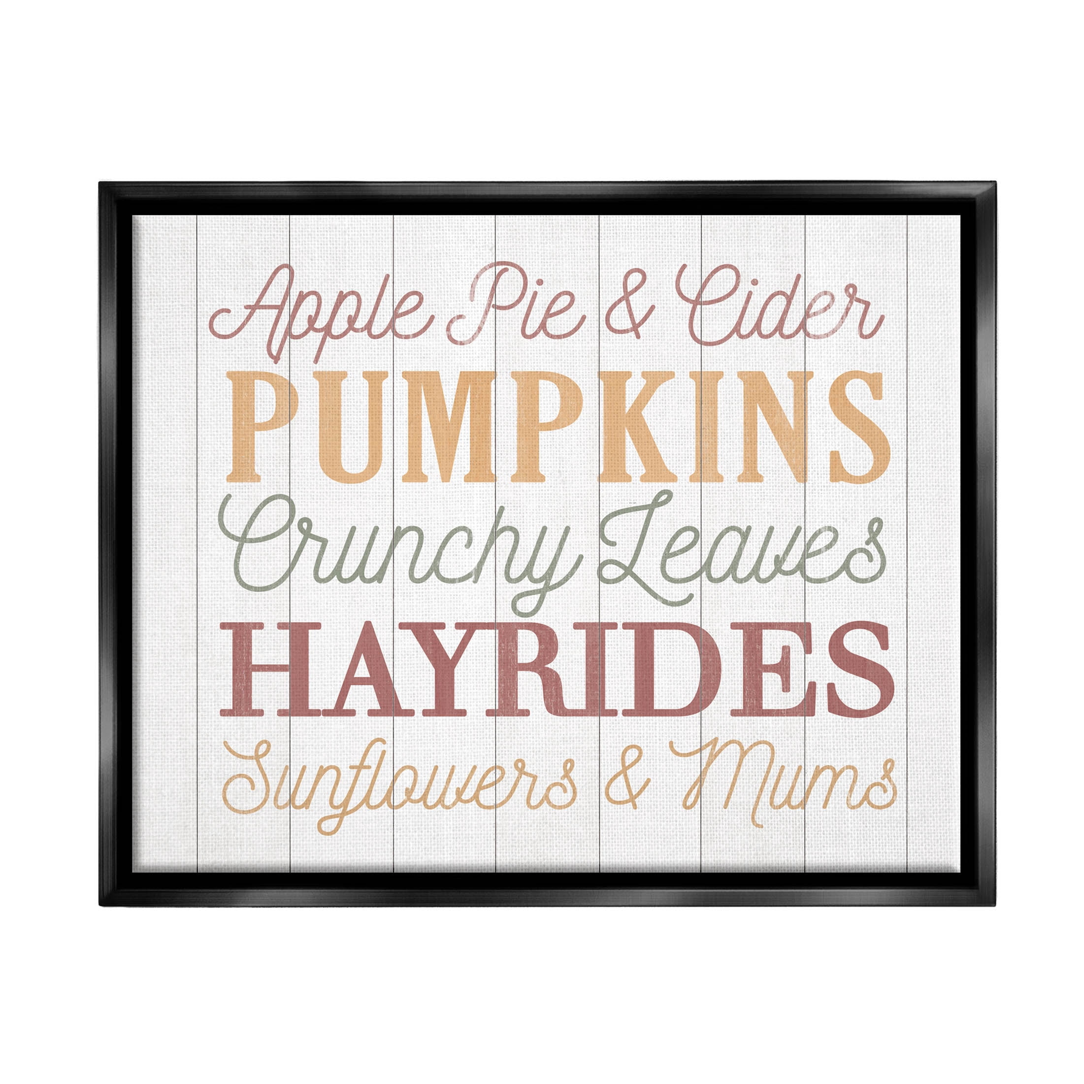 Stupell Industries Autumnal Fun Activities List Graphic Art Jet Black Floating Framed Canvas Print Wall Art, Design by Dogwood Portfolio