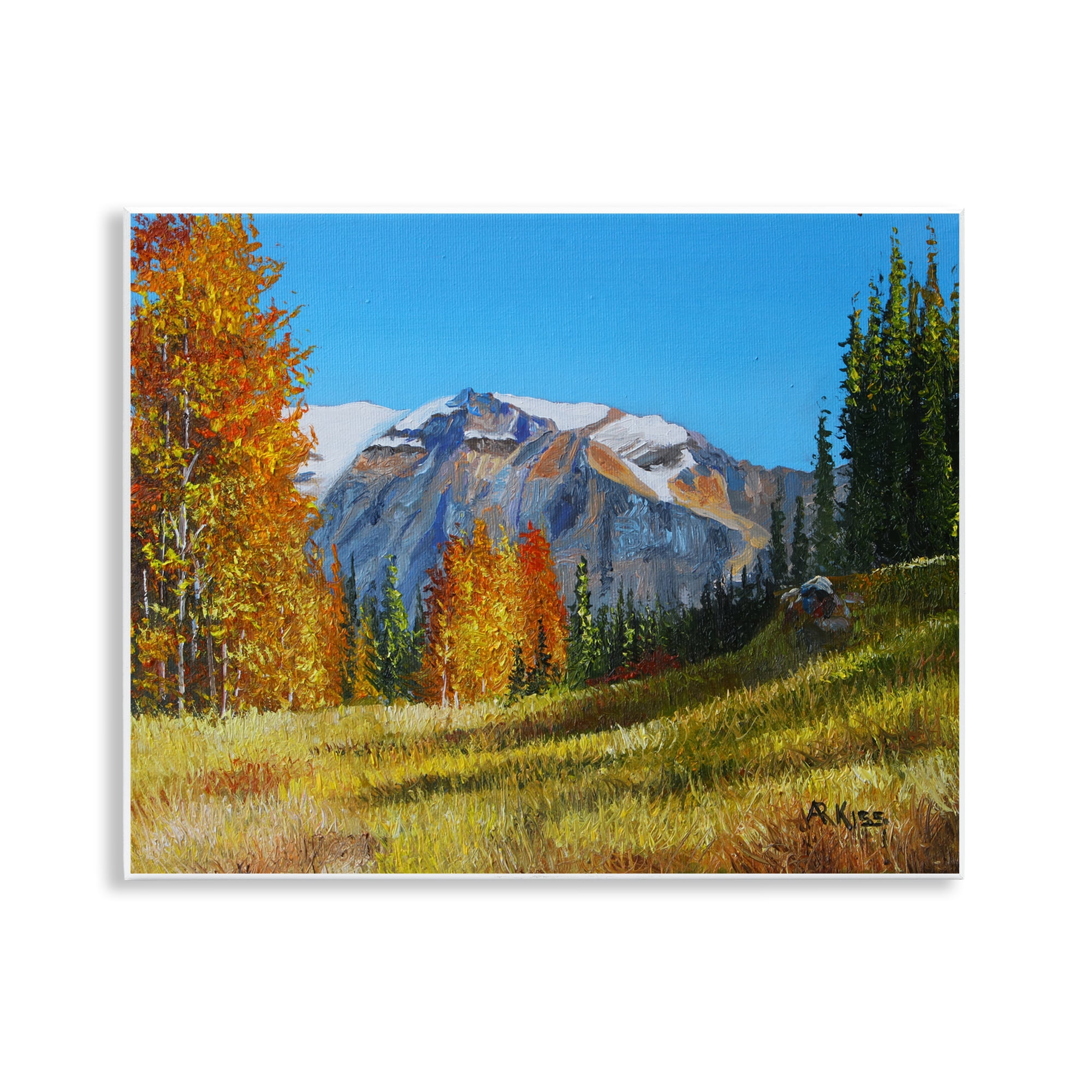 Stupell Industries Autumnal Mountain Valley Landscape & Nature Painting Unframed Art Print Wall Art, 14 x 11