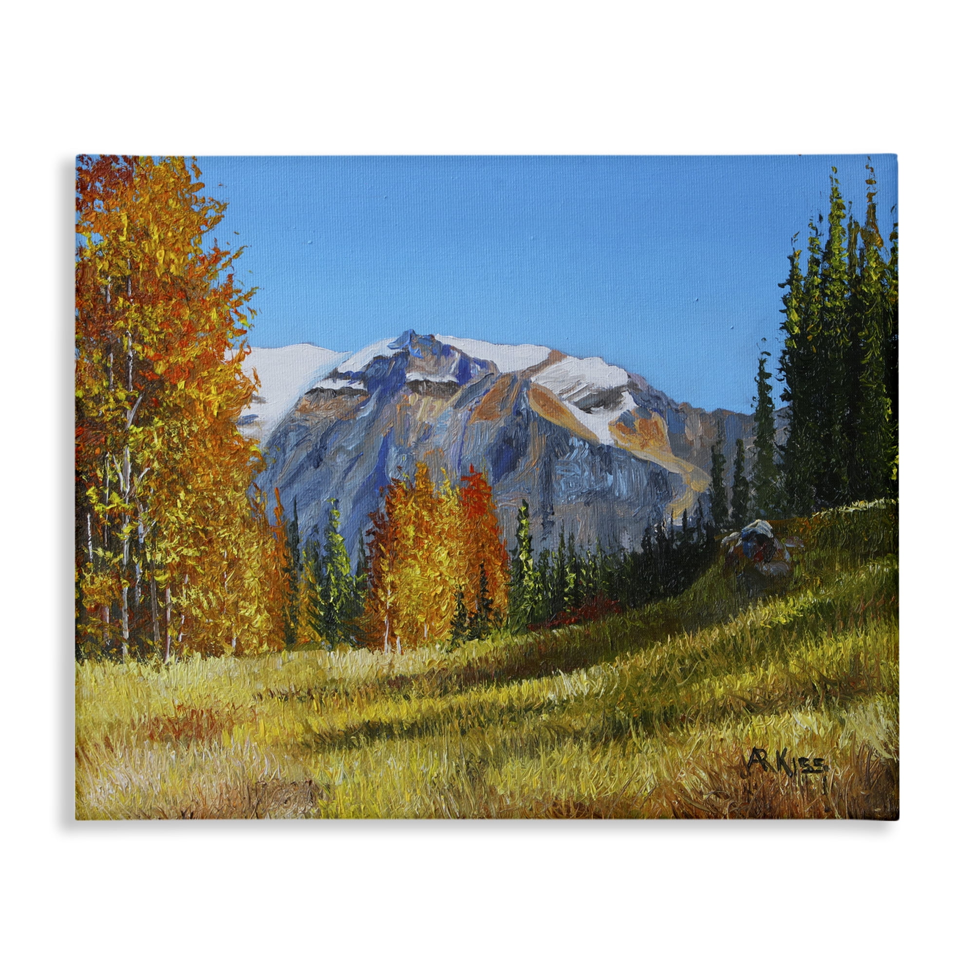 Stupell Industries Autumnal Mountain Valley Landscape & Nature Painting Wrapped Canvas Art Print Wall Art, 40 x 30