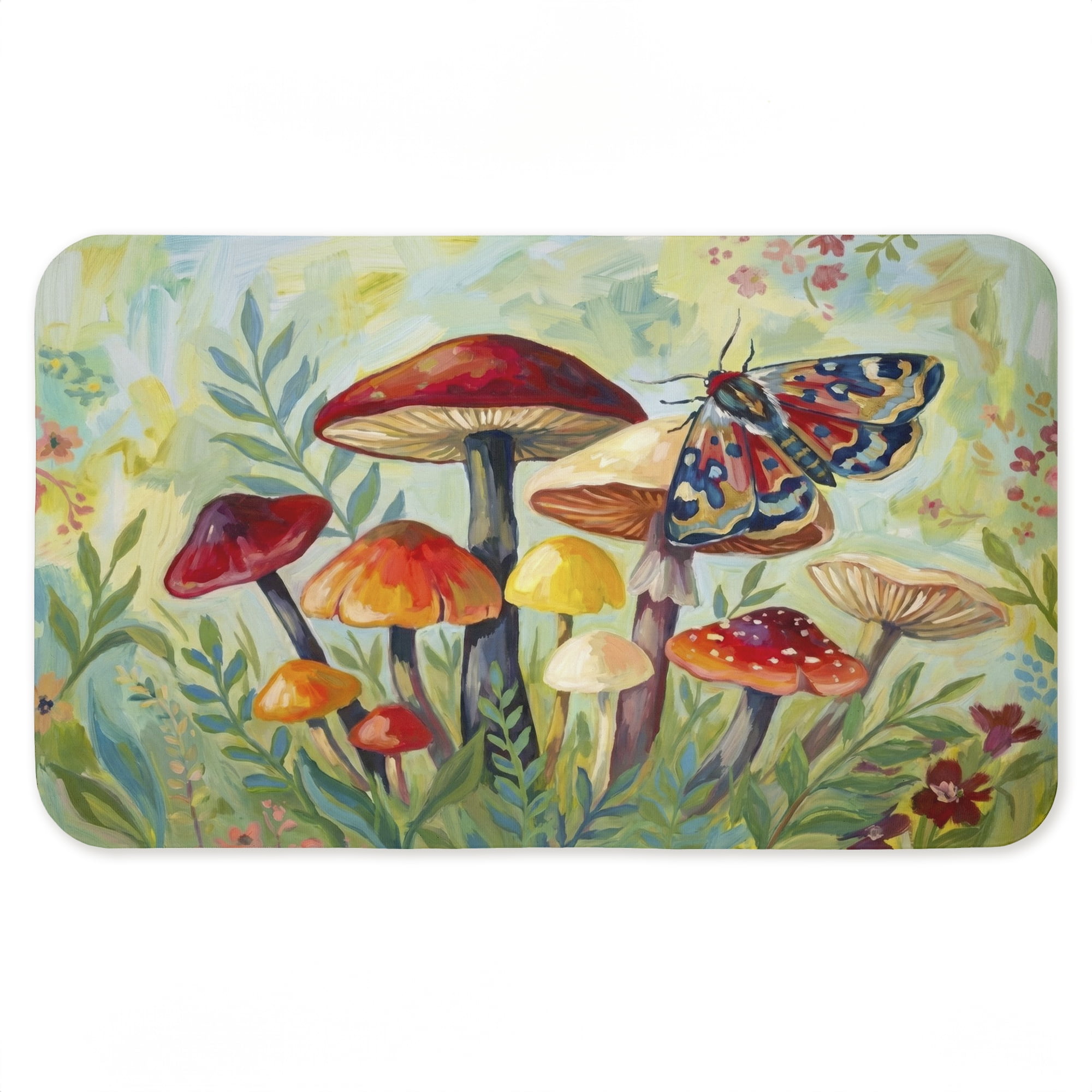 Stupell Industries Autumnal Mushrooms & Butterfly Printed Anti-Fatigue Floor Mat, design by Imagine It Images