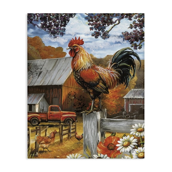 Stupell Industries Autumnal Perched Rooster Canvas Wall Art, design by Ed Wargo