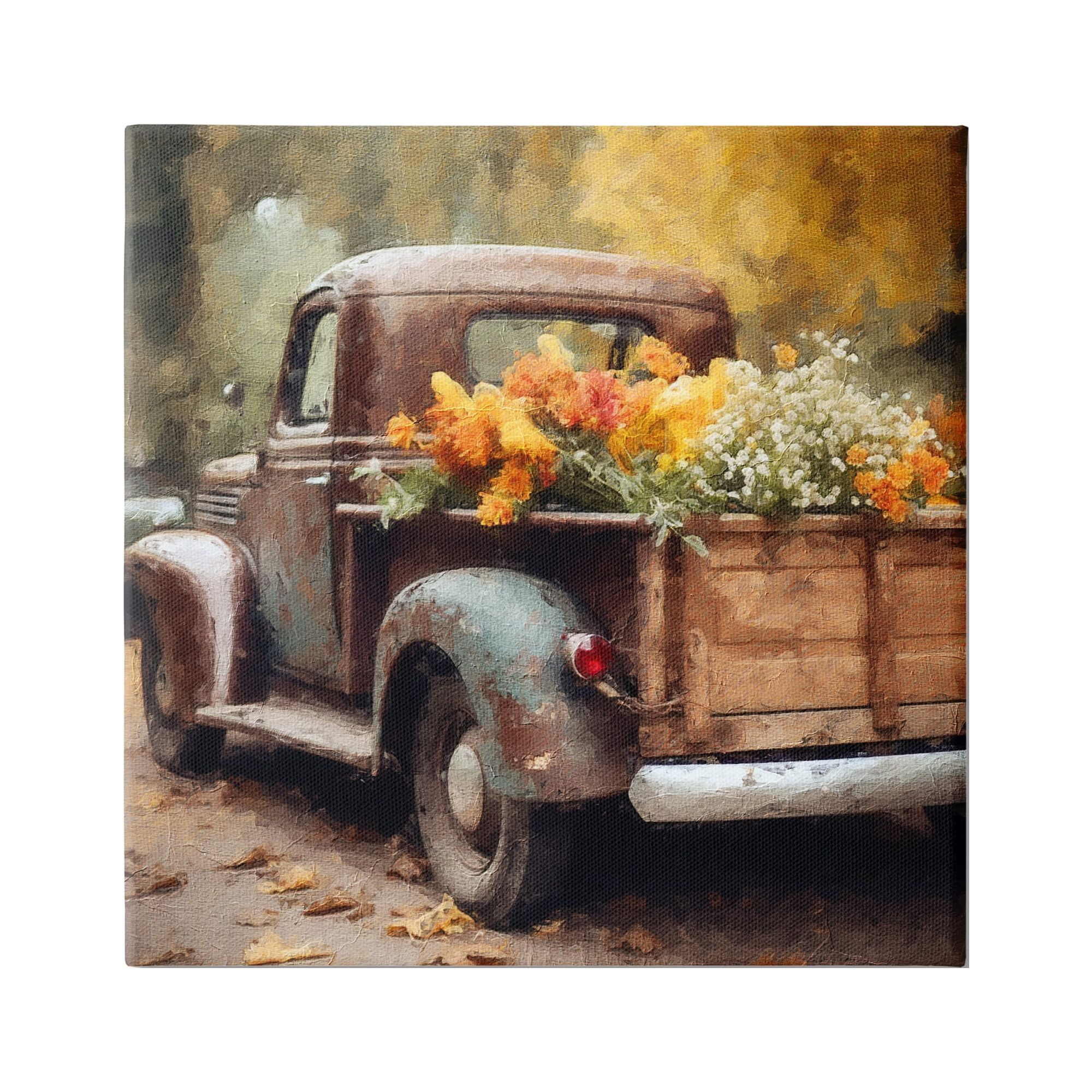 Stupell Industries Autumnal Plants in Truck Holiday Painting Gallery Wrapped Canvas Art Print Wall Art, 30 x 30