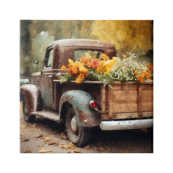 Stupell Industries Autumnal Plants in Truck Holiday Painting Gallery Wrapped Canvas Art Print Wall Art, 30 x 30