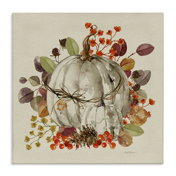 Stupell Industries Autumnal Pumpkin Herbs Botanical & Floral Painting Gallery Wrapped Canvas Art Prints Wall Art, 36 x 36