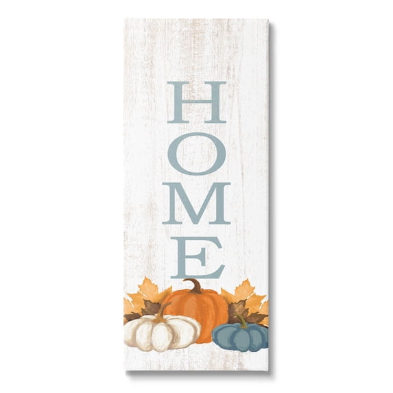 Stupell Industries Autumnal Pumpkin Leaves Home Sign Graphic Art Gallery Wrapped Canvas Print Wall Art, Design by Dogwood Portfolio