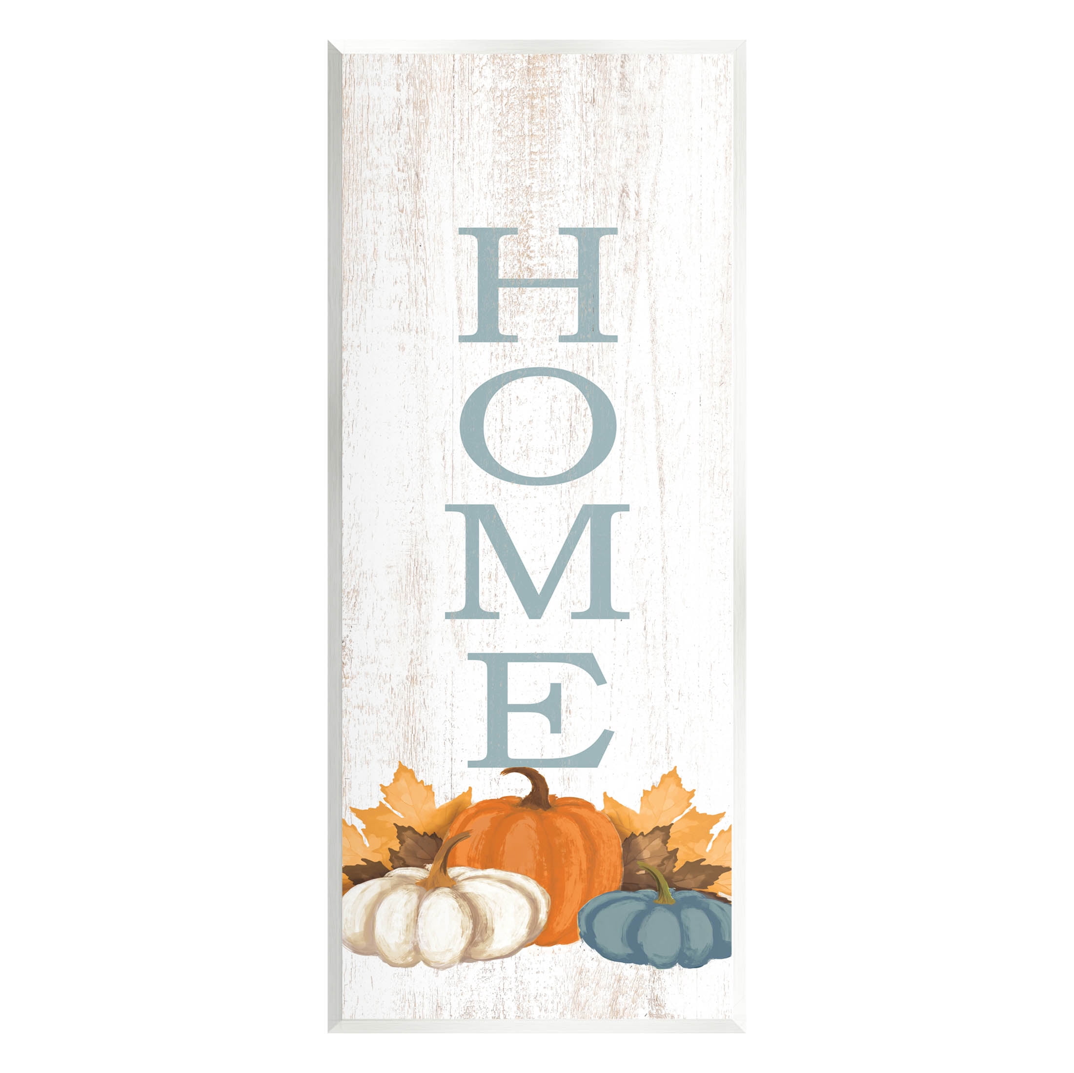 Stupell Industries Autumnal Pumpkin Leaves Home Sign Graphic Art Unframed Art Print Wall Art, Design by Dogwood Portfolio
