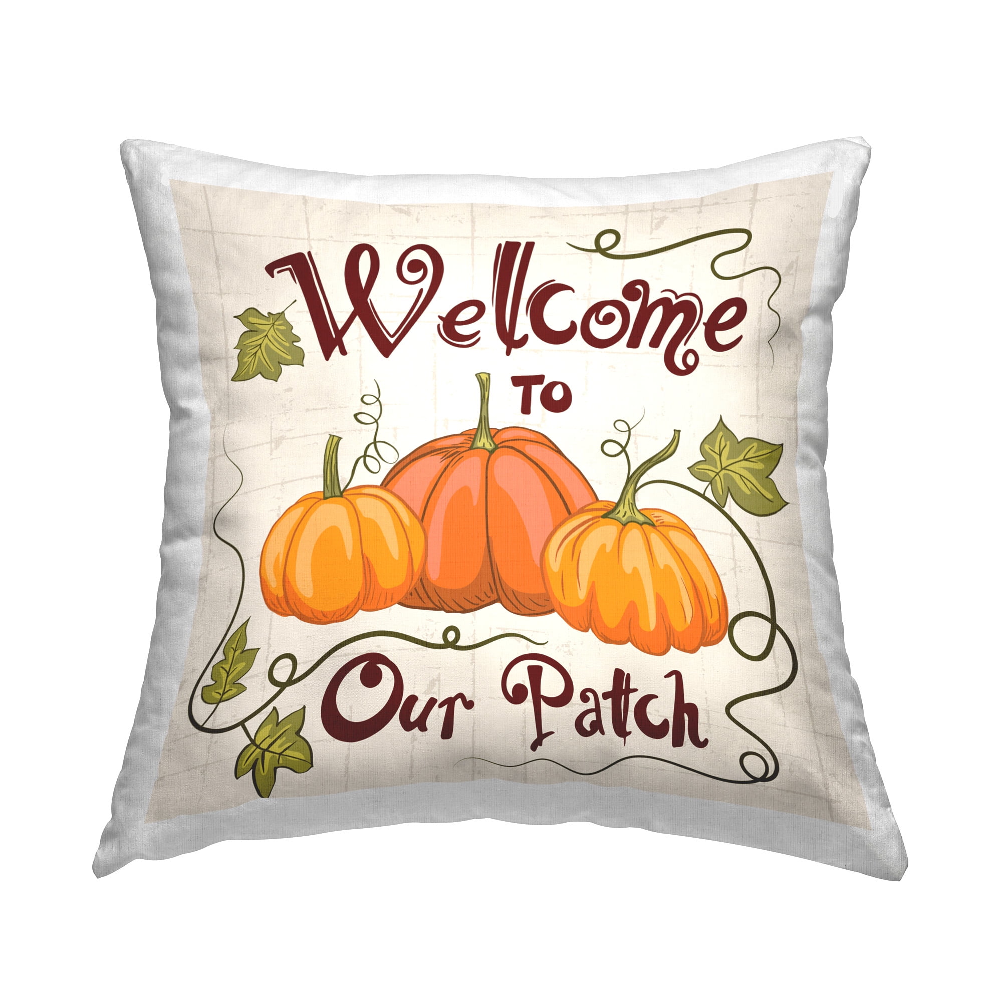Stupell Industries Autumnal Pumpkins Welcome Decorative Printed Throw Pillow Design by Diane Labombarbe