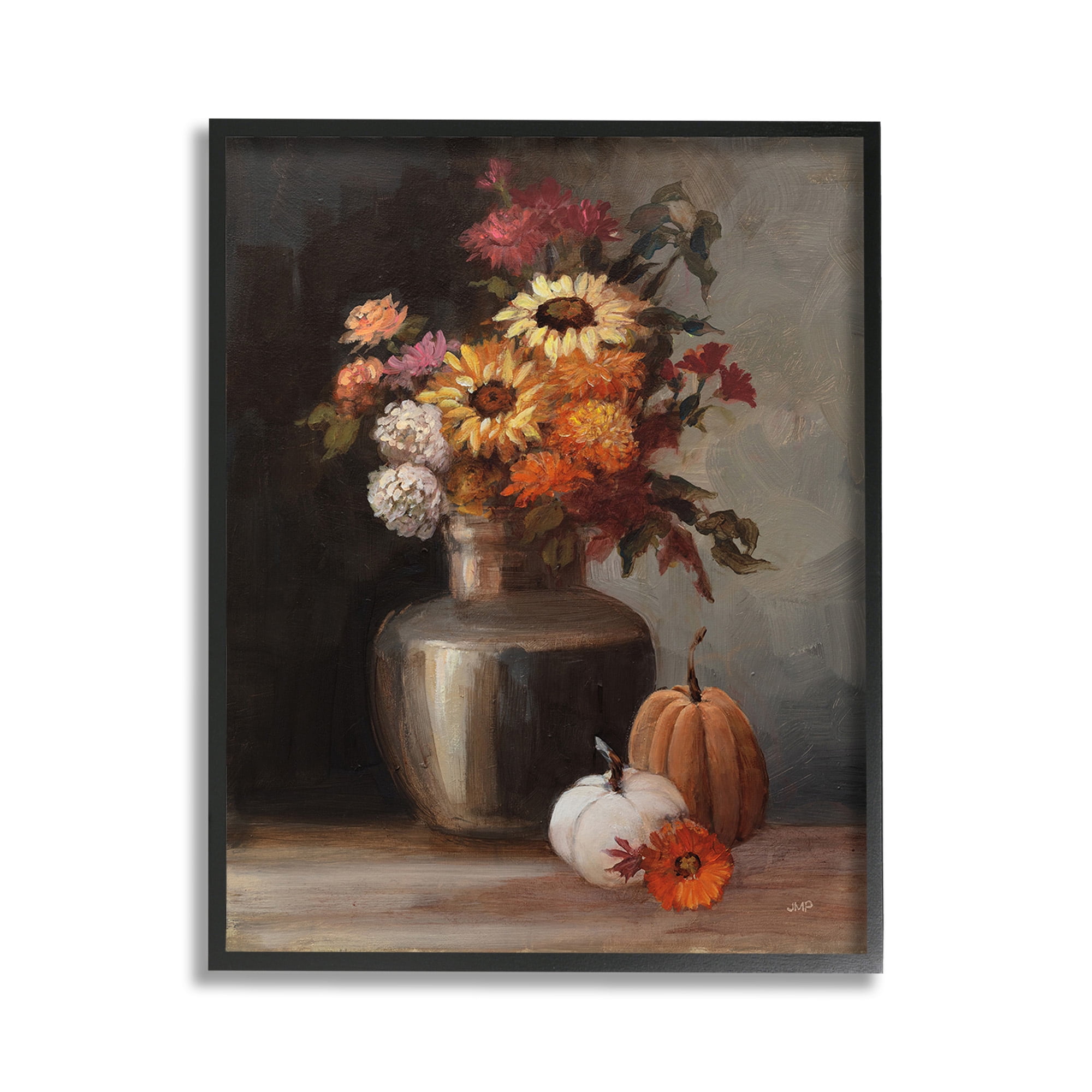 Stupell Industries Autumnal Still Life Botanical & Floral Painting Black Framed Art Print Wall Art, 11 x 14