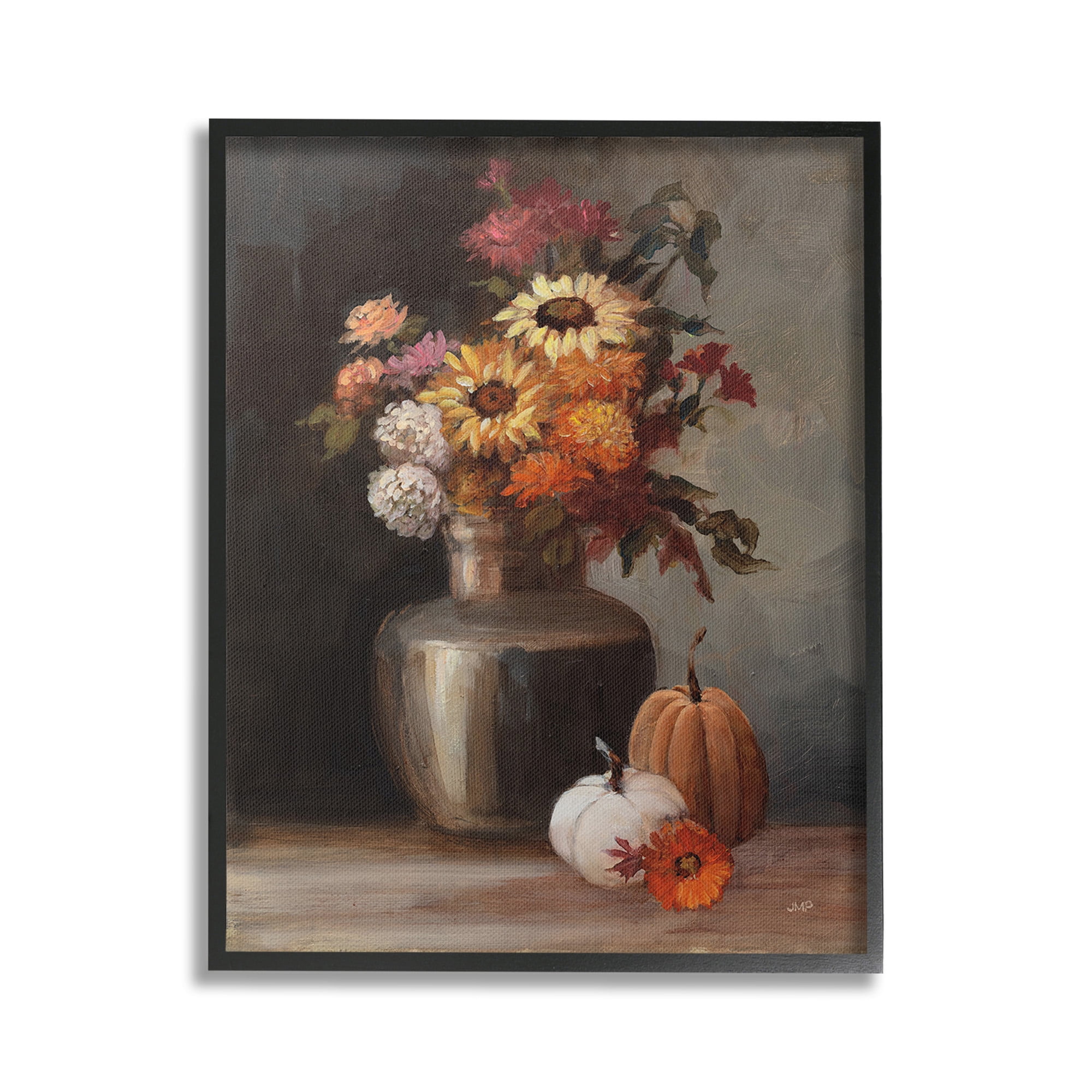 Stupell Industries Autumnal Still Life Botanical & Floral Painting Black Framed Art Print Wall Art, 24 x 30