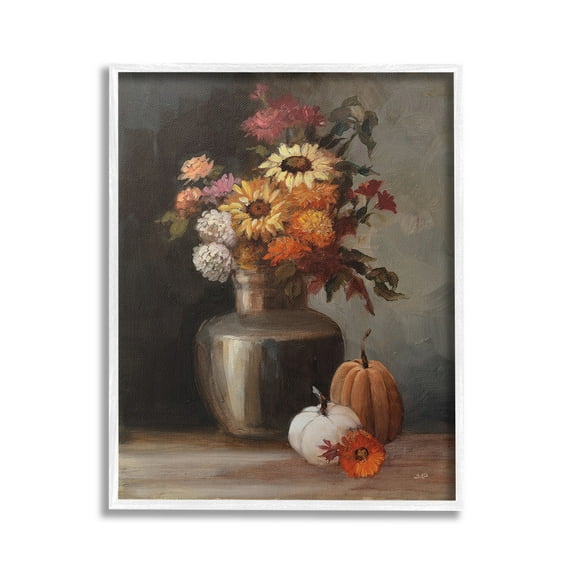 Stupell Industries Autumnal Still Life Botanical & Floral Painting White Framed Art Print Wall Art, 24 x 30
