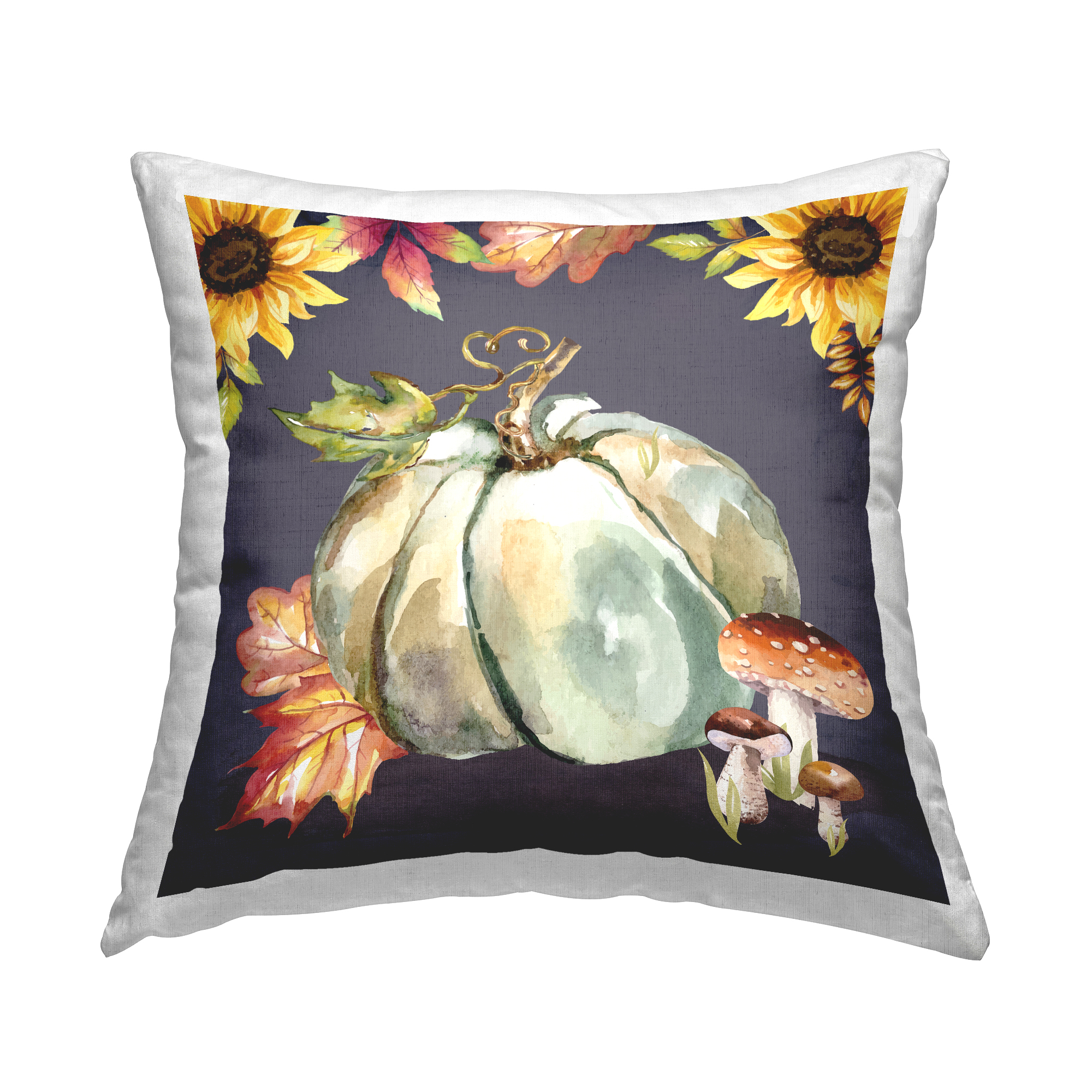 Stupell Industries Autumnal Sunflowers Woodland Mushrooms Printed Throw Pillow Design by ND Art