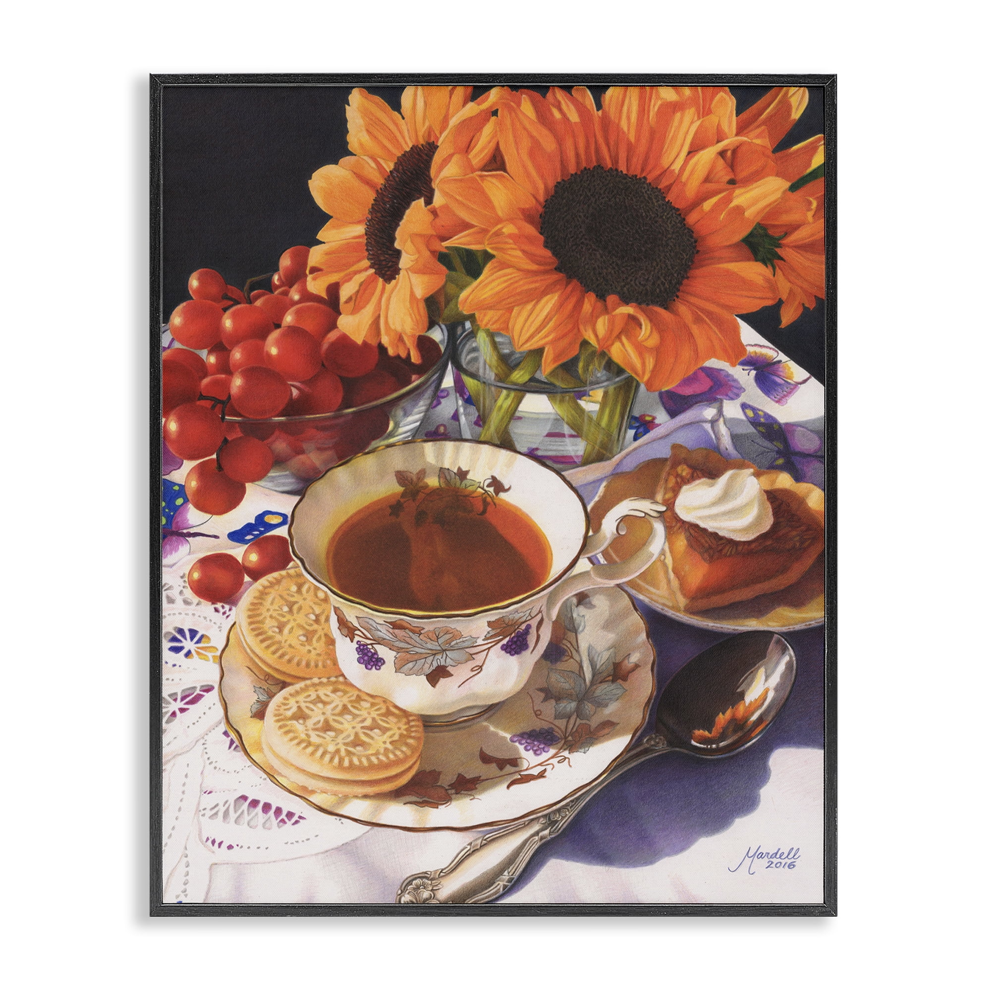 Stupell Industries Autumnal Tea Party Food & Beverage Painting Black Framed Art Print Wall Art, 16 x 20