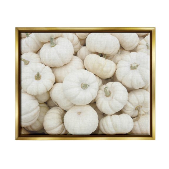 Stupell Industries Autumnal White Pumpkins Photograph Metallic Gold Floating Framed Canvas Print Wall Art, Design by Lil' Rue