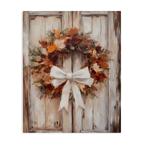 Autumnal Wreath with Ribbon Canvas Art, 24 x 30, Made In USA