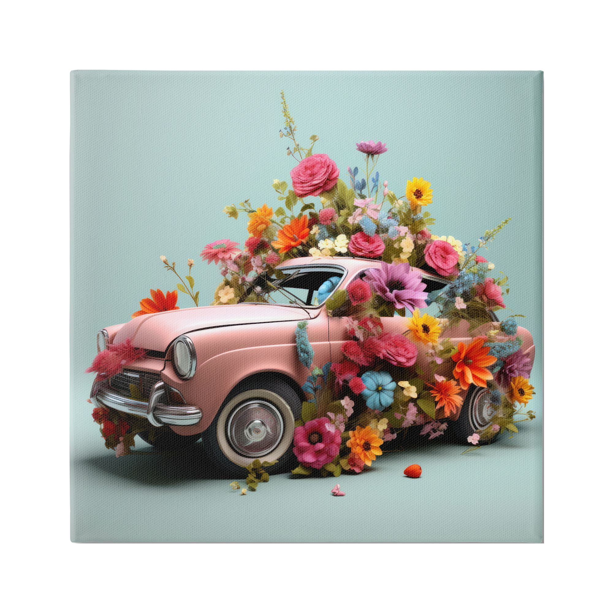 Stupell Industries Avant Garde Car Bouquet Transportation Painting Gallery Wrapped Canvas Art Print Wall Art, 24 x 24