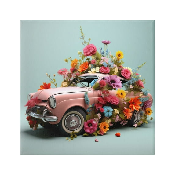 Stupell Industries Avant Garde Car Bouquet Transportation Painting Gallery Wrapped Canvas Art Print Wall Art, 36 x 36