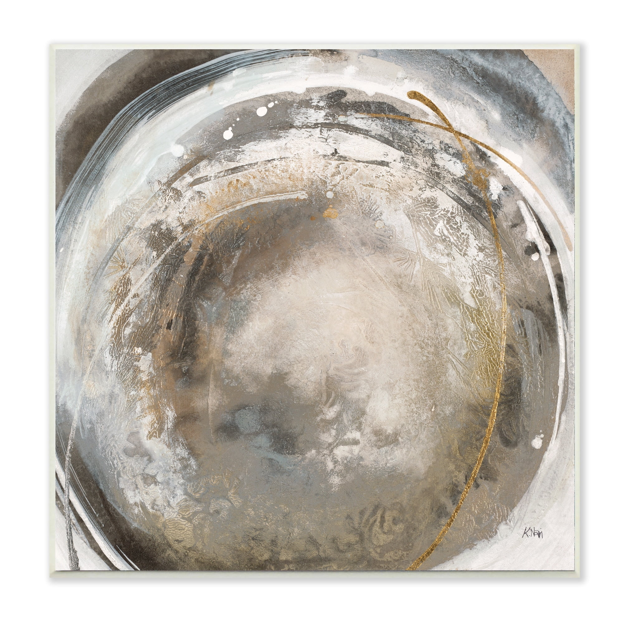Stupell Industries Avante-Garde Abstraction Beige Circular Swirls,12 x 12,Designed by K. Nari
