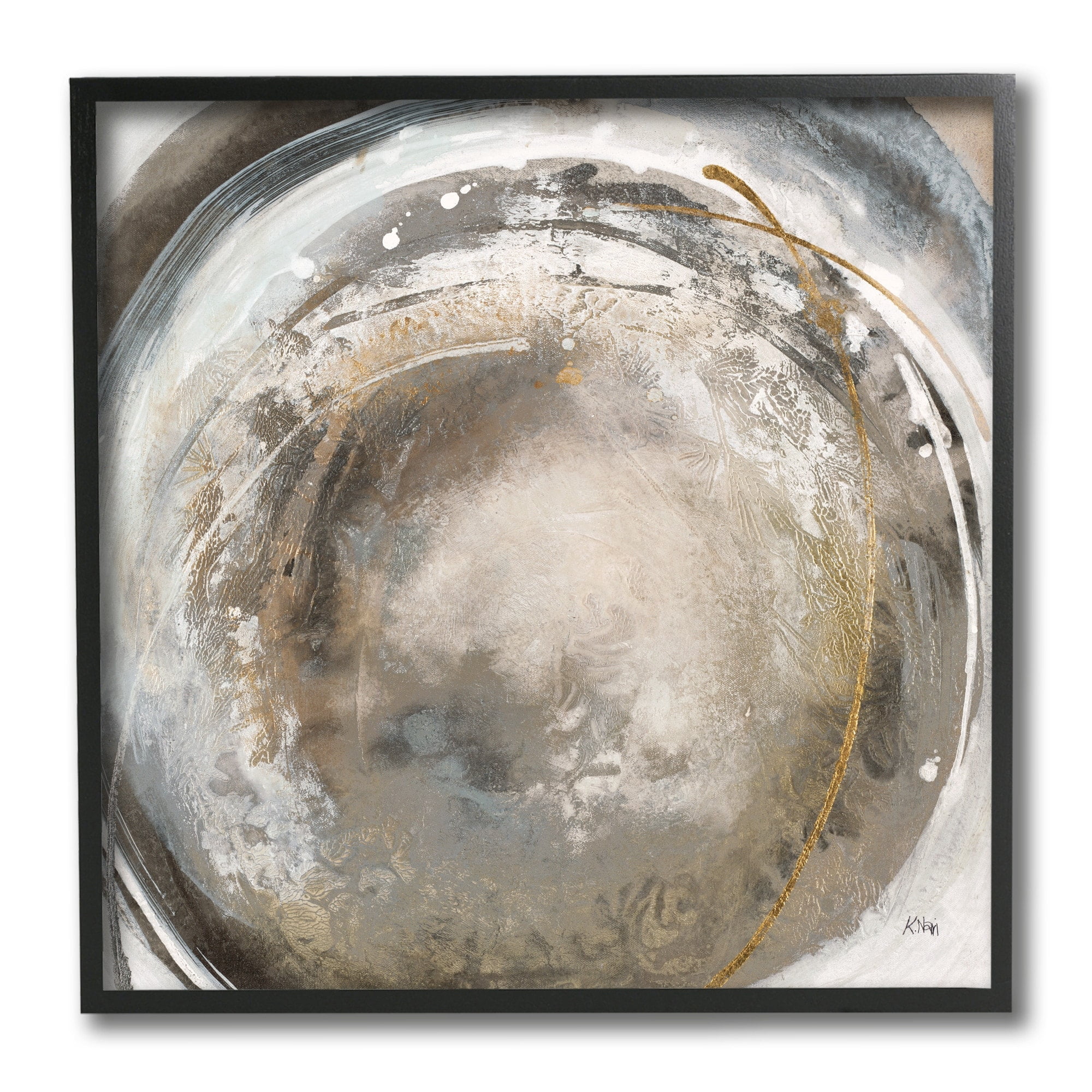 Stupell Industries Avante-Garde Abstraction Beige Circular Swirls,12 x 12,Designed by K. Nari