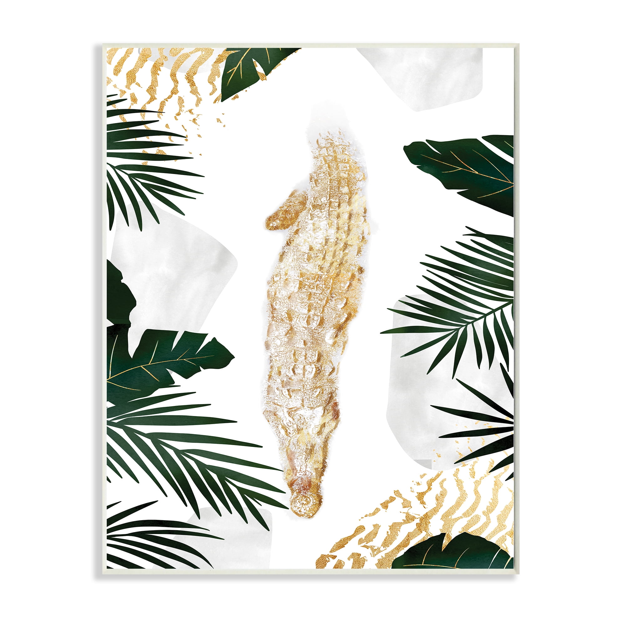 Stupell Industries Avante-Garde Alligator Tropical Milky White Jungle River,13 x 19,Designed by Ziwei Li