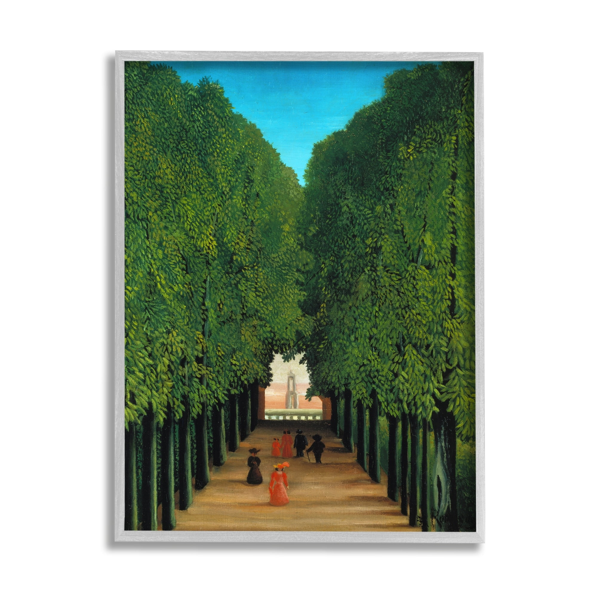 Stupell Industries Avenue in Park at Saint Cloud Henri Rousseau Classical Painting Painting Gray Framed Art Print Wall Art, Design by one1000paintings