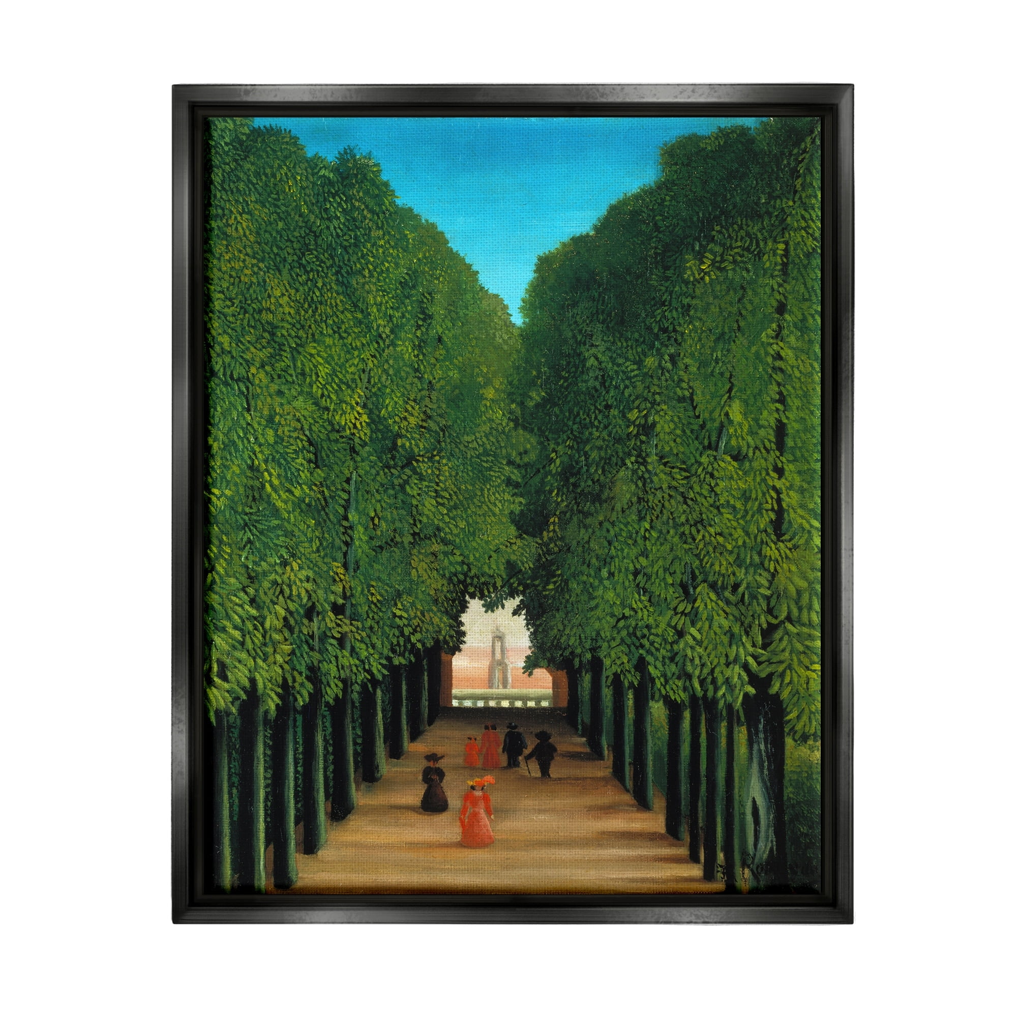 Stupell Industries Avenue in Park at Saint Cloud Henri Rousseau Classical Painting Painting Jet Black Floating Framed Canvas Print Wall Art, Design by one1000paintings