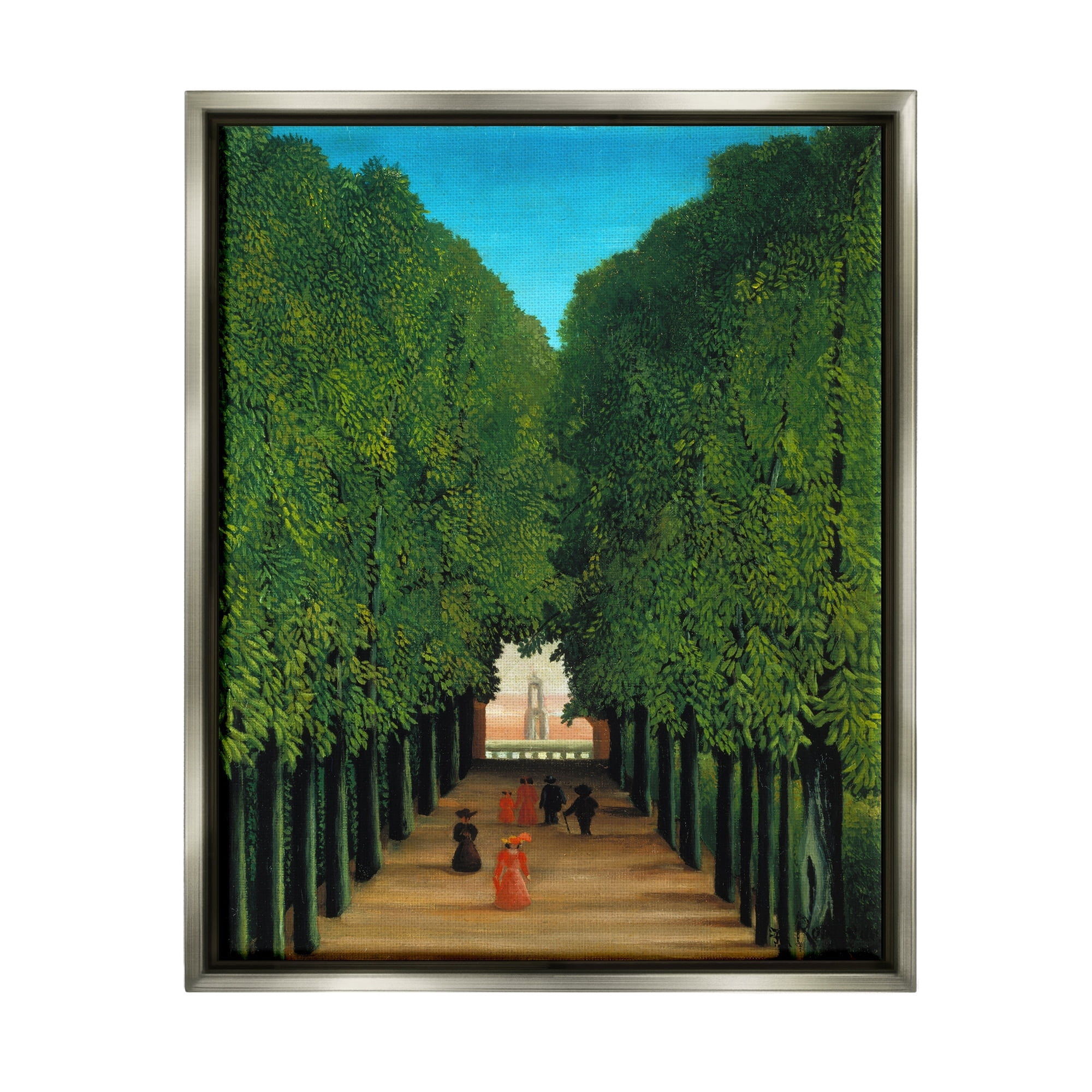 Stupell Industries Avenue in Park at Saint Cloud Henri Rousseau Classical Painting Painting Luster Gray Floating Framed Canvas Print Wall Art, Design by one1000paintings