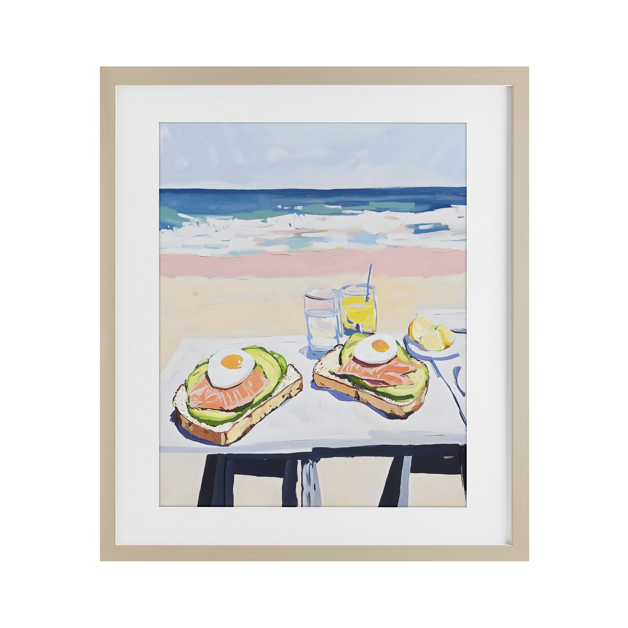 Stupell Industries Avocado Toast at Beach Birch Framed Print Under Glass, design by The Prints Vibe