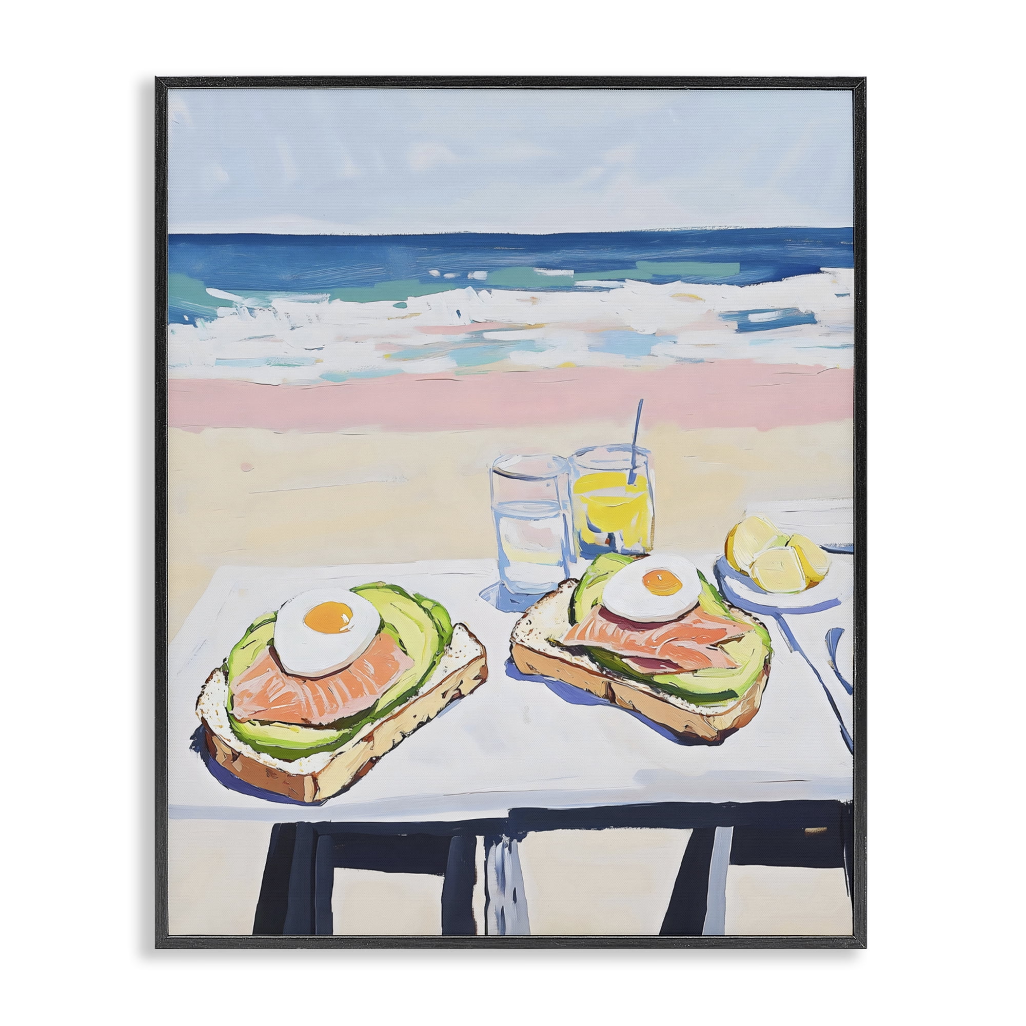 Stupell Industries Avocado Toast at Beach Black Framed Giclee Art, design by The Prints Vibe